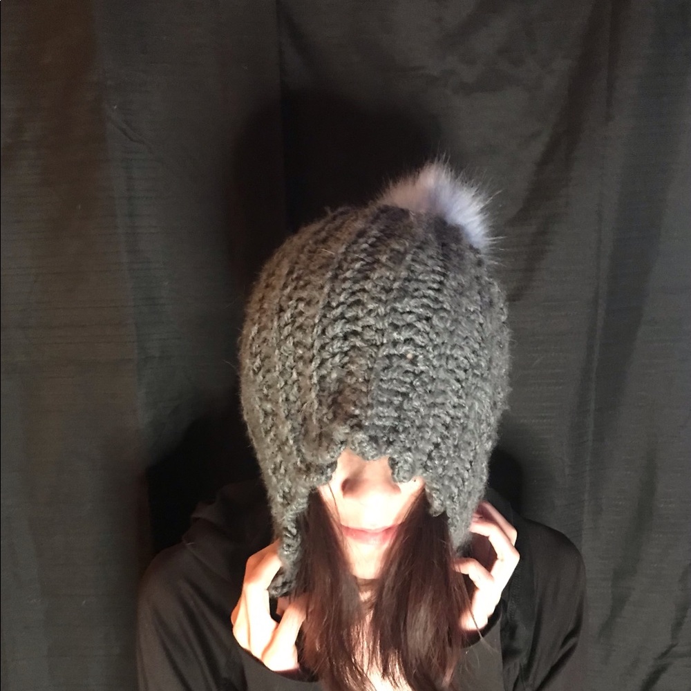 Beanie Acrylic Wool and Faux Fur Pom One Size Fits Most